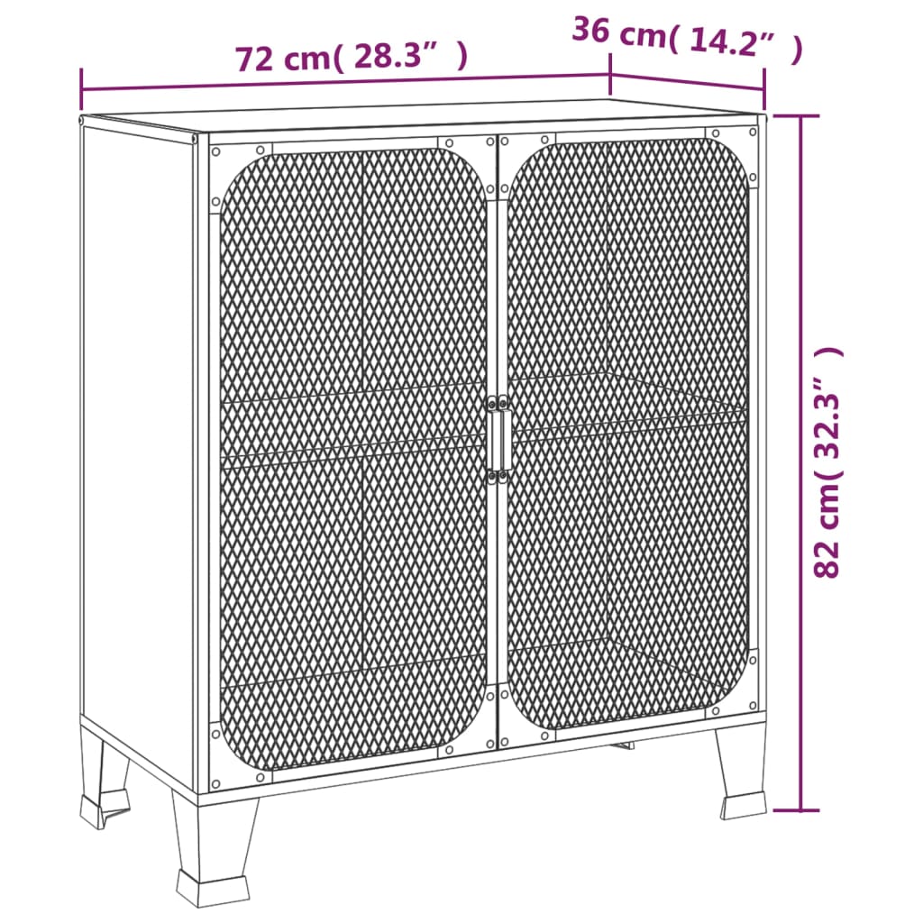 hoiukapp, maapruun, 72x36x82 cm, metall ja MDF