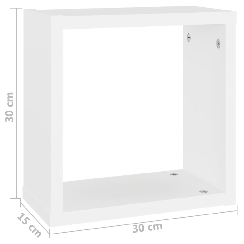 kuubikukujulised seinariiulid 2 tk, valge, 30 x 15 x 30 cm