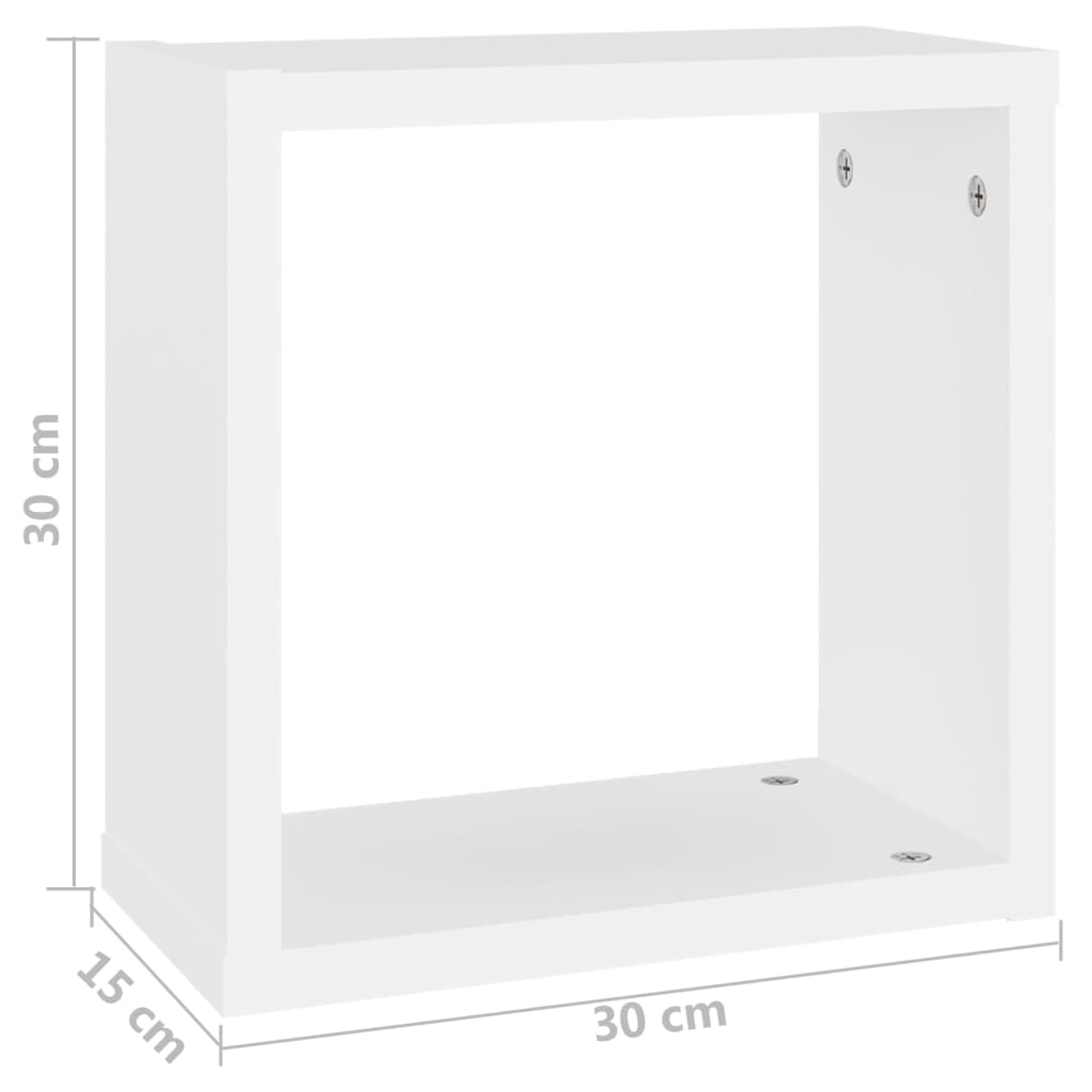 Полки настенные кубические 4 шт., белые, 30 x 15 x 30 см