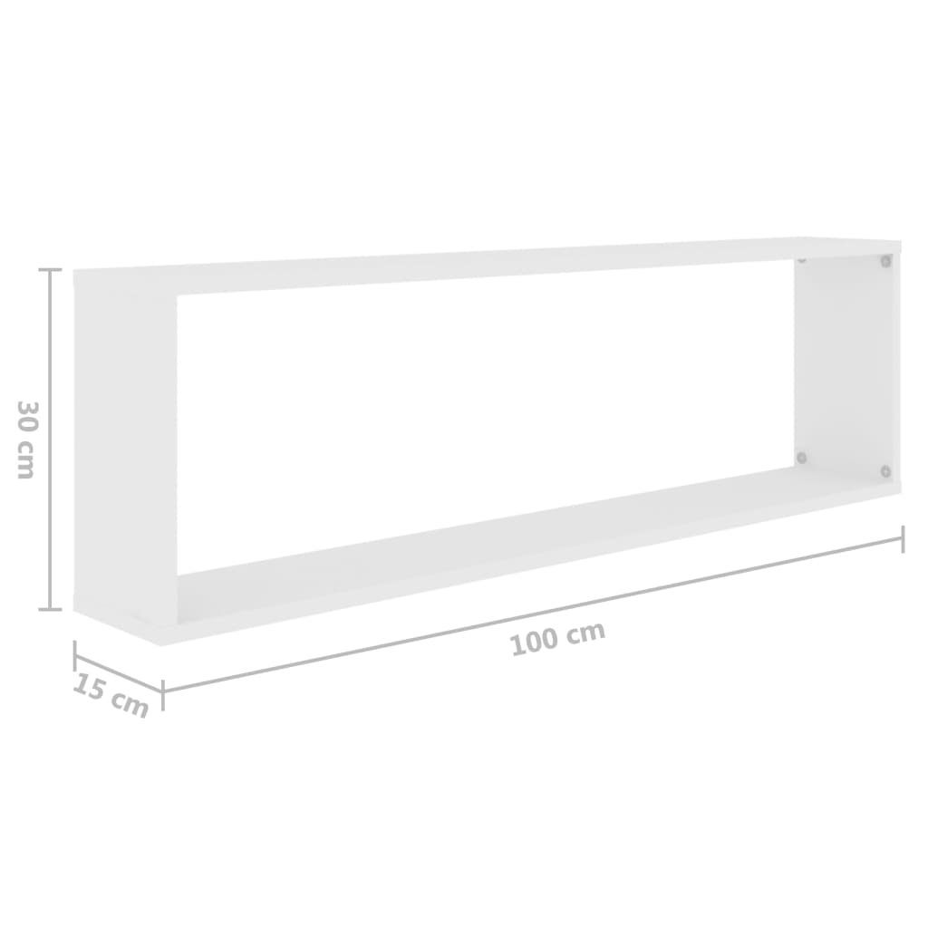 kuubikujulised seinariiulid 2 tk valge, 100x15x30 cm, tehispuit