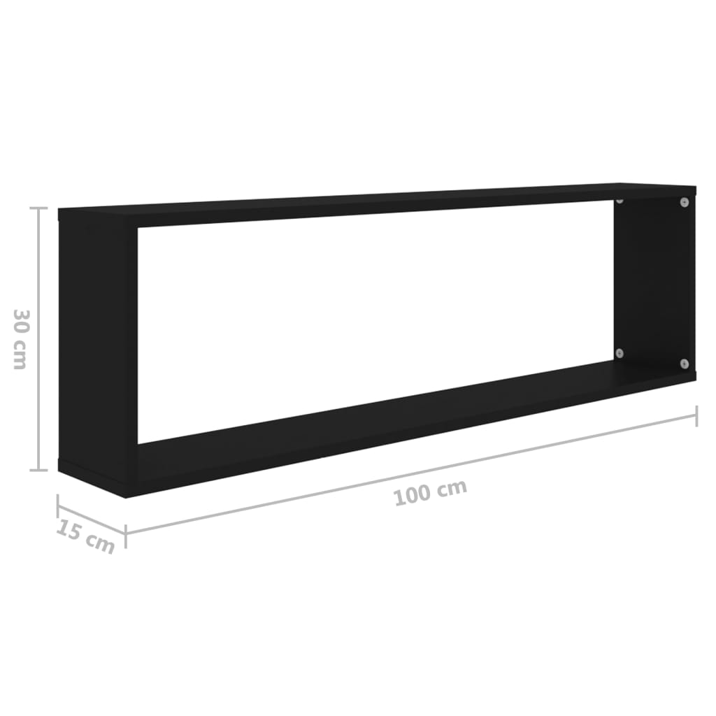 kuubikukujulised seinariiulid 2 tk must 100x15x30 tehispuit