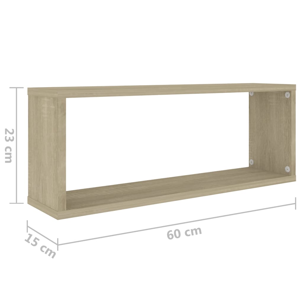 kuubikukujulised seinariiulid 2 tk, Sonoma tamm, 60x15x23 cm