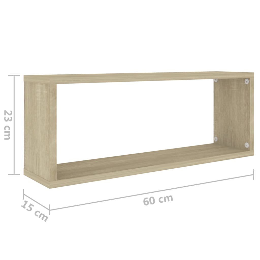 kuubikukujulised seinariiulid 6 tk, Sonoma tamm, 60x15x23 cm