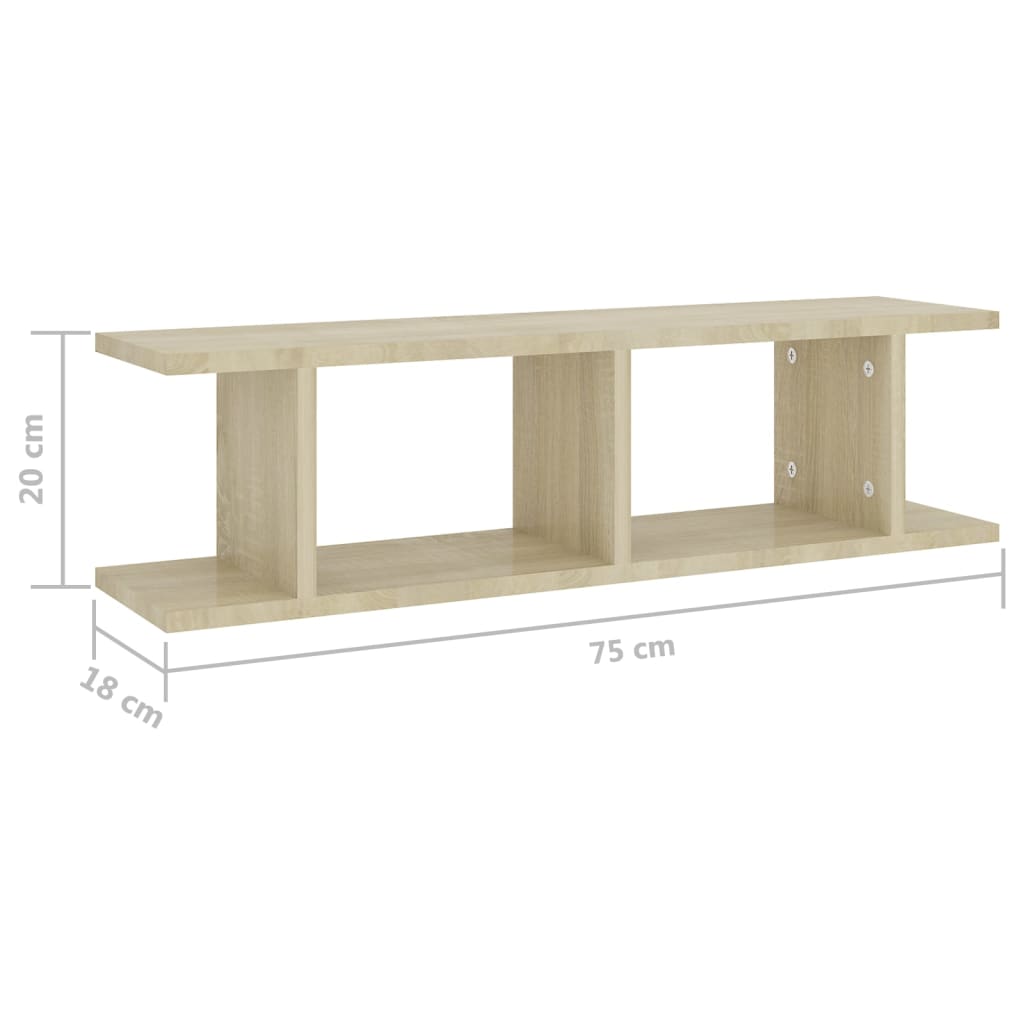 seinariiulid 2 tk, sonoma tamm, 75x18x20 cm, tehispuit