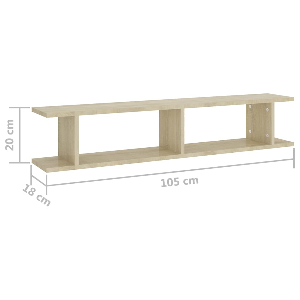 seinariiulid 2 tk, sonoma tamm, 105x18x20 cm, puitlaastplaat