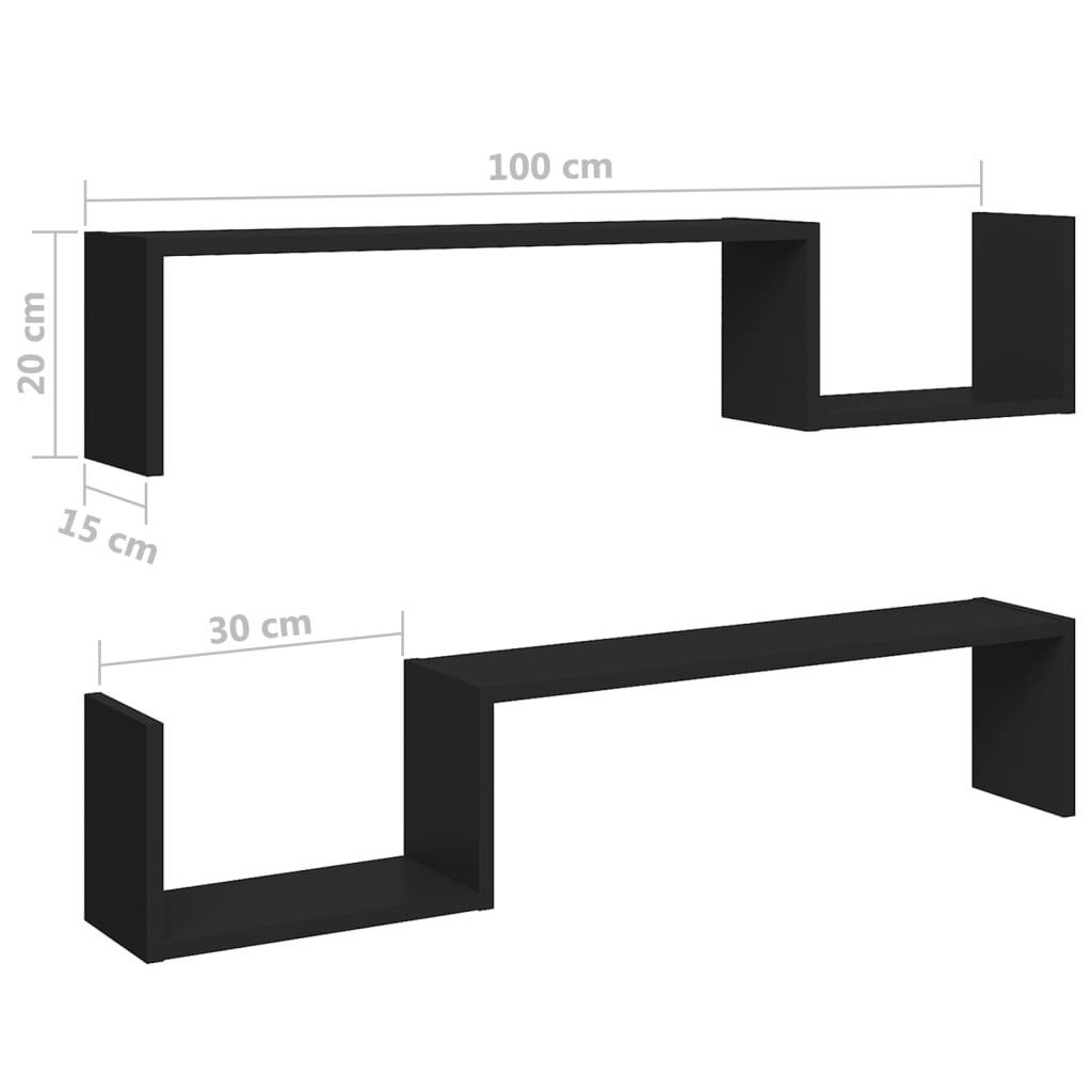 seinariiulid, 2 tk, must, 100 x 15 x 20 cm, tehispuit