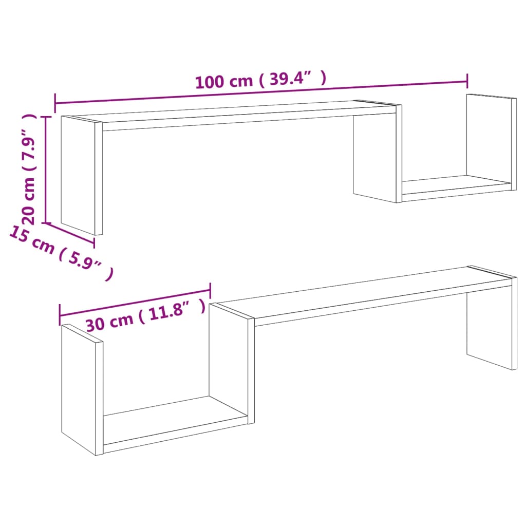 seinariiulid 2 tk, betoonhall, 100x15x20 cm, tehispuit