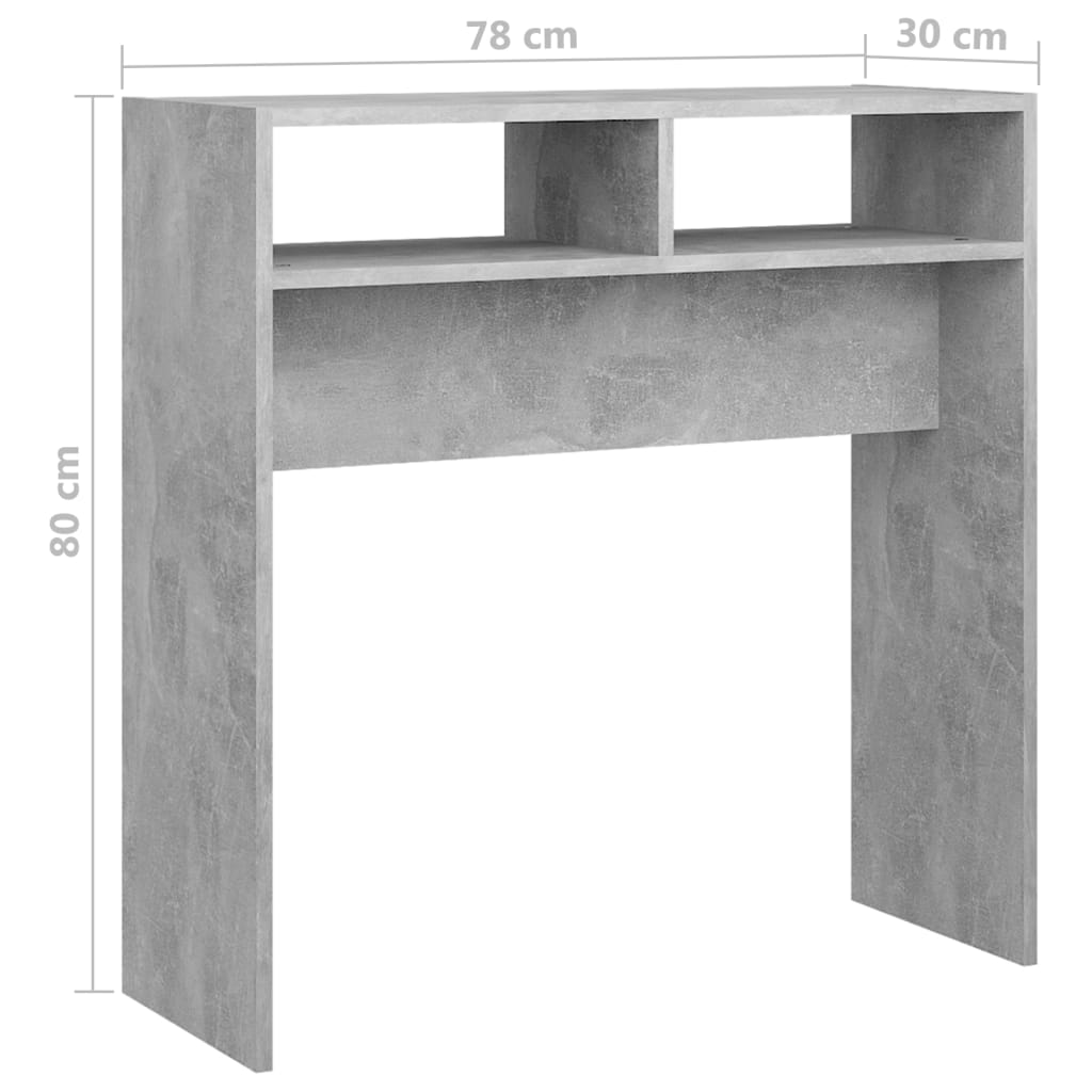 konsoollaud, betoonhall, 78x30x80 cm, tehispuit