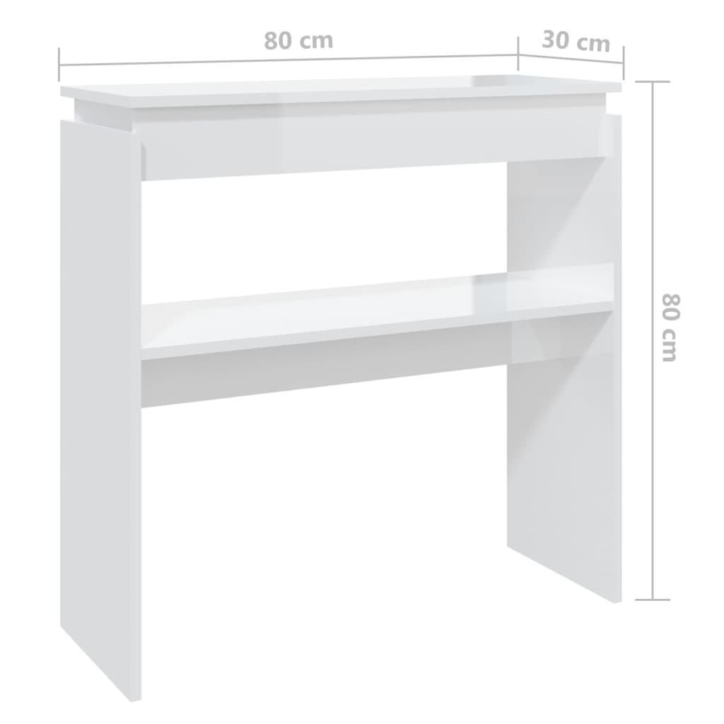 консольный столик, глянцевый белый, 80x30x80 см, искусственное дерево