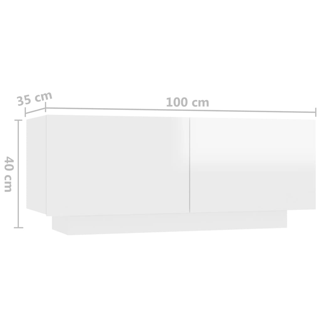 тумбочка прикроватная, глянцевая белая, 100x35x40 см, искусственное дерево