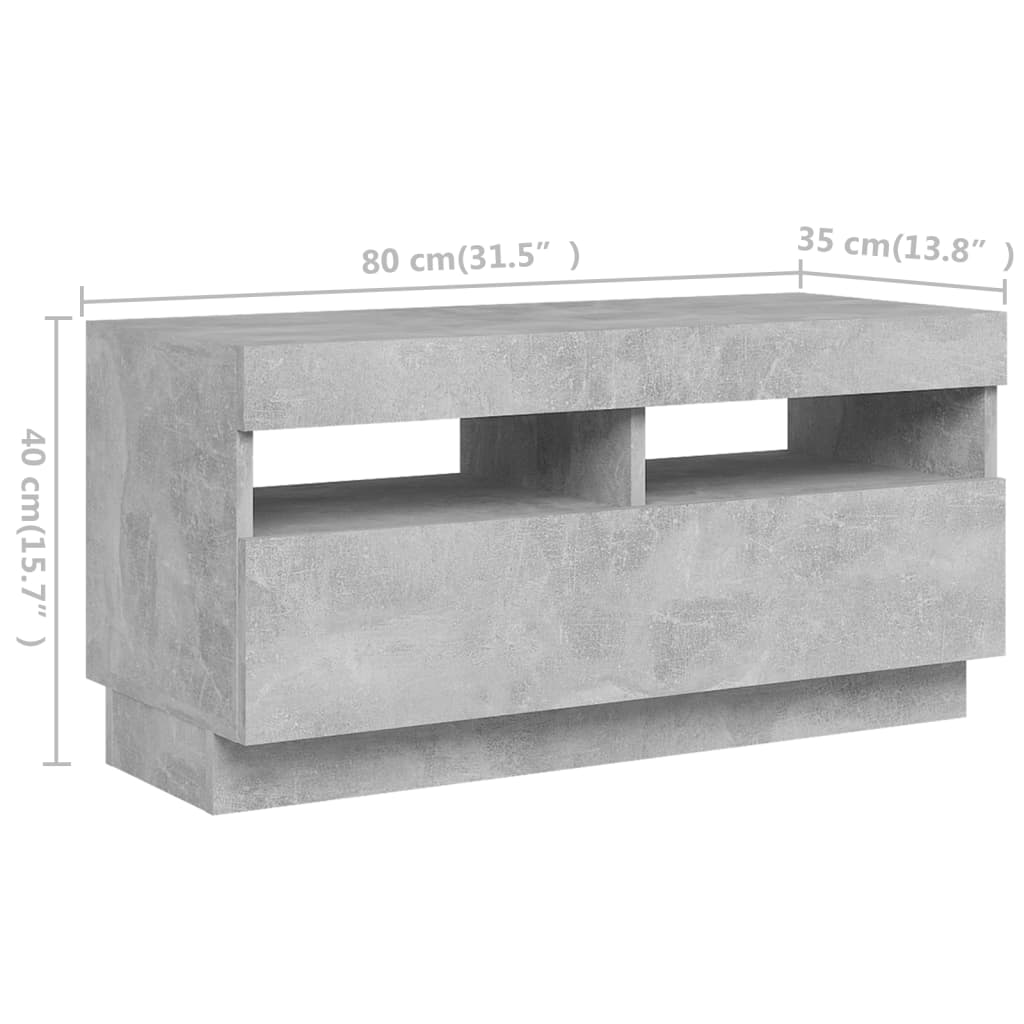 telerialus LED-tuledega, betoonhall, 180 x 35 x 40 cm