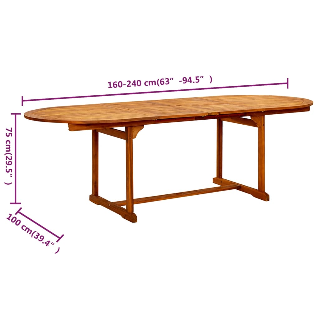 aia söögilaud (160-240) x 100 x 75 cm, akaatsiapuit