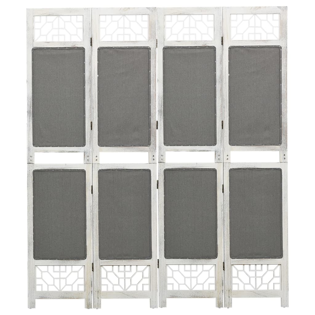 338555 vidaXL 4-Panel Room Divider Grey 140x165 cm Fabric