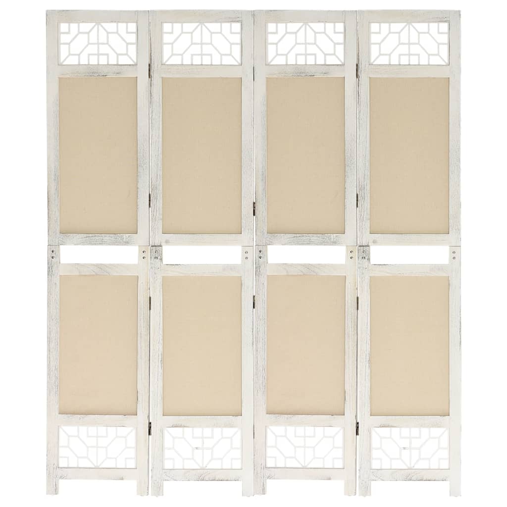 338559 vidaXL 4-Panel Room Divider Cream 140x165 cm Fabric