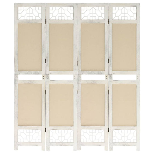 338559 vidaXL 4-Panel Room Divider Cream 140x165 cm Fabric