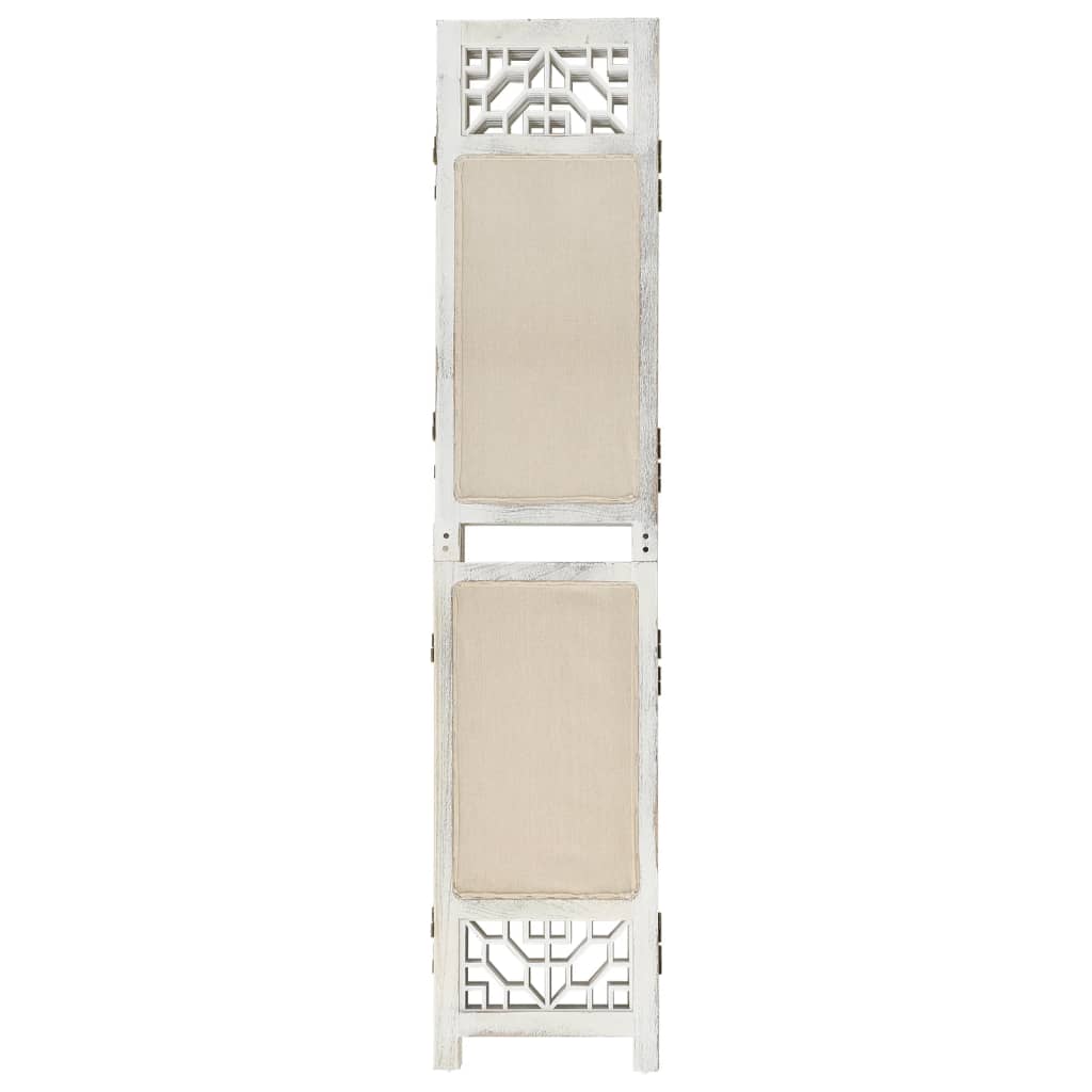 338559 vidaXL 4-Panel Room Divider Cream 140x165 cm Fabric