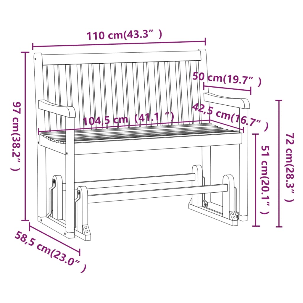 aia kiikpink, 110 cm, toekas akaatsiapuit