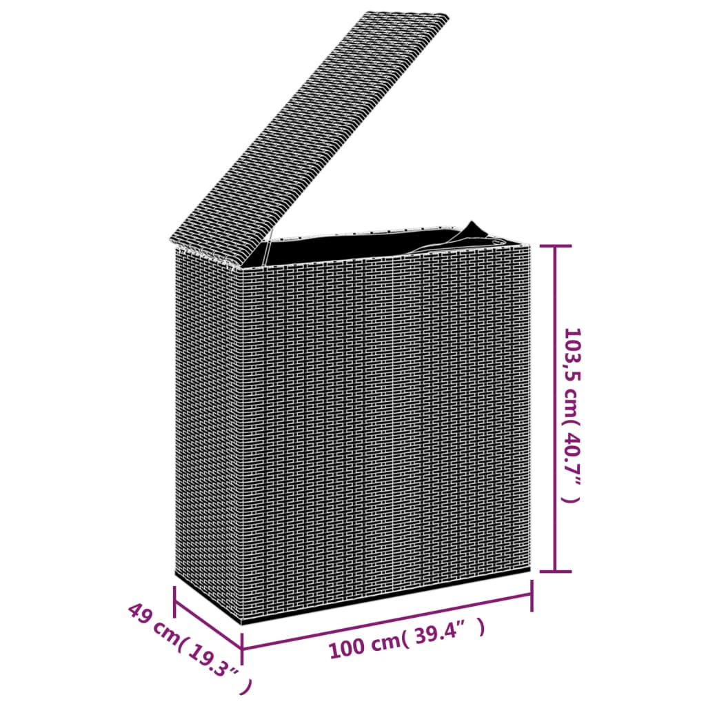 aia hoiukast, PE rotang, 100x49x103,5 cm, must