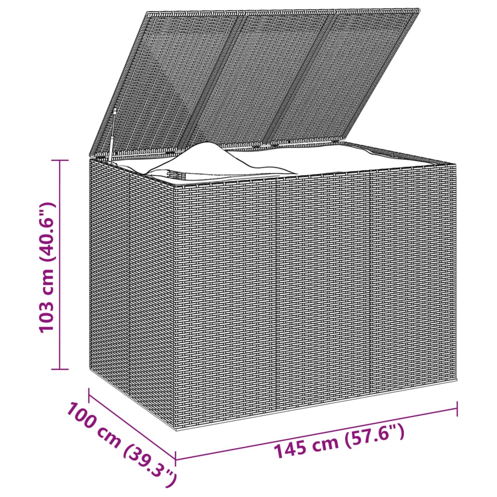 aia hoiukast, PE rotang, 145x100x103 cm, must