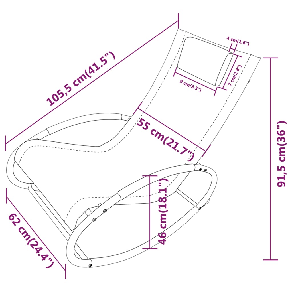 lamamistool padjaga, teras ja textilene, must