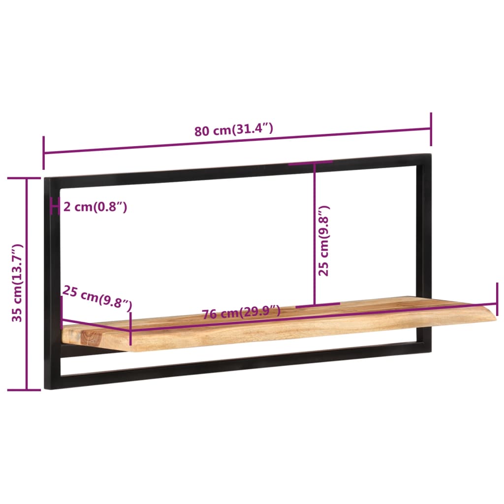 настенные полки 2 шт., 80x25x35 см, прочная древесина акации