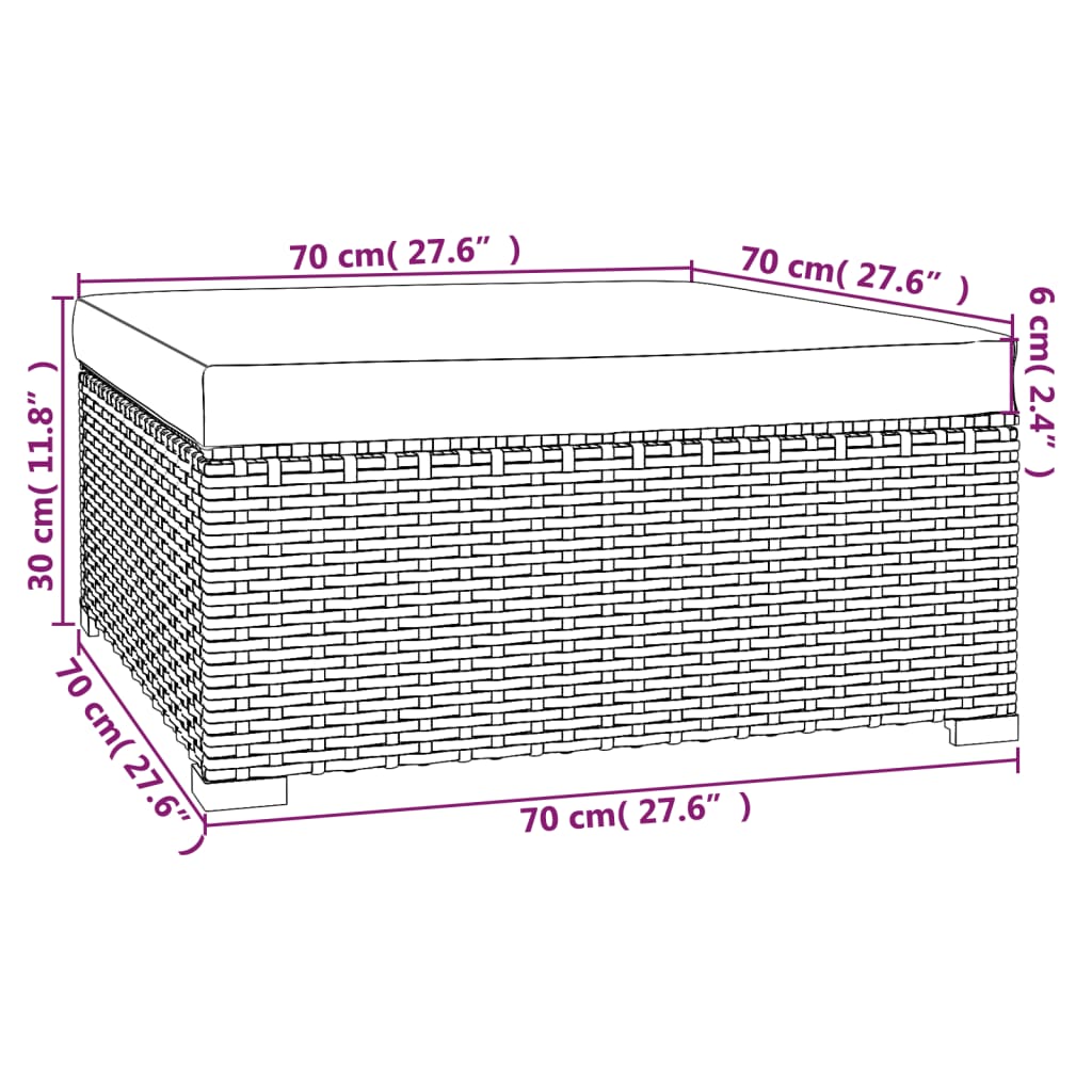 aia jalapink istmepadjaga, must, 70x70x30 cm, polürotang