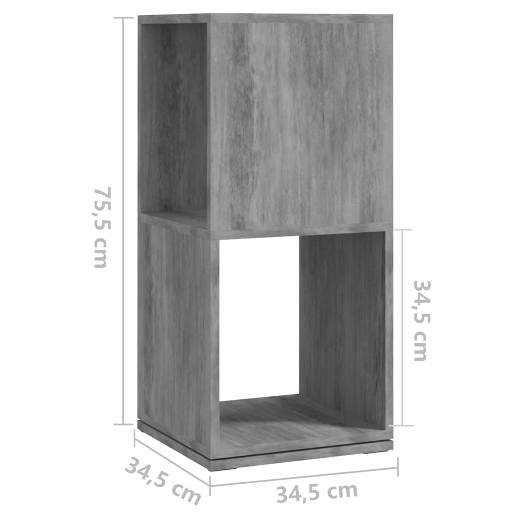 вращающийся шкаф, бетонно-серый, 34,5x34,5x75,5 см, искусственное дерево