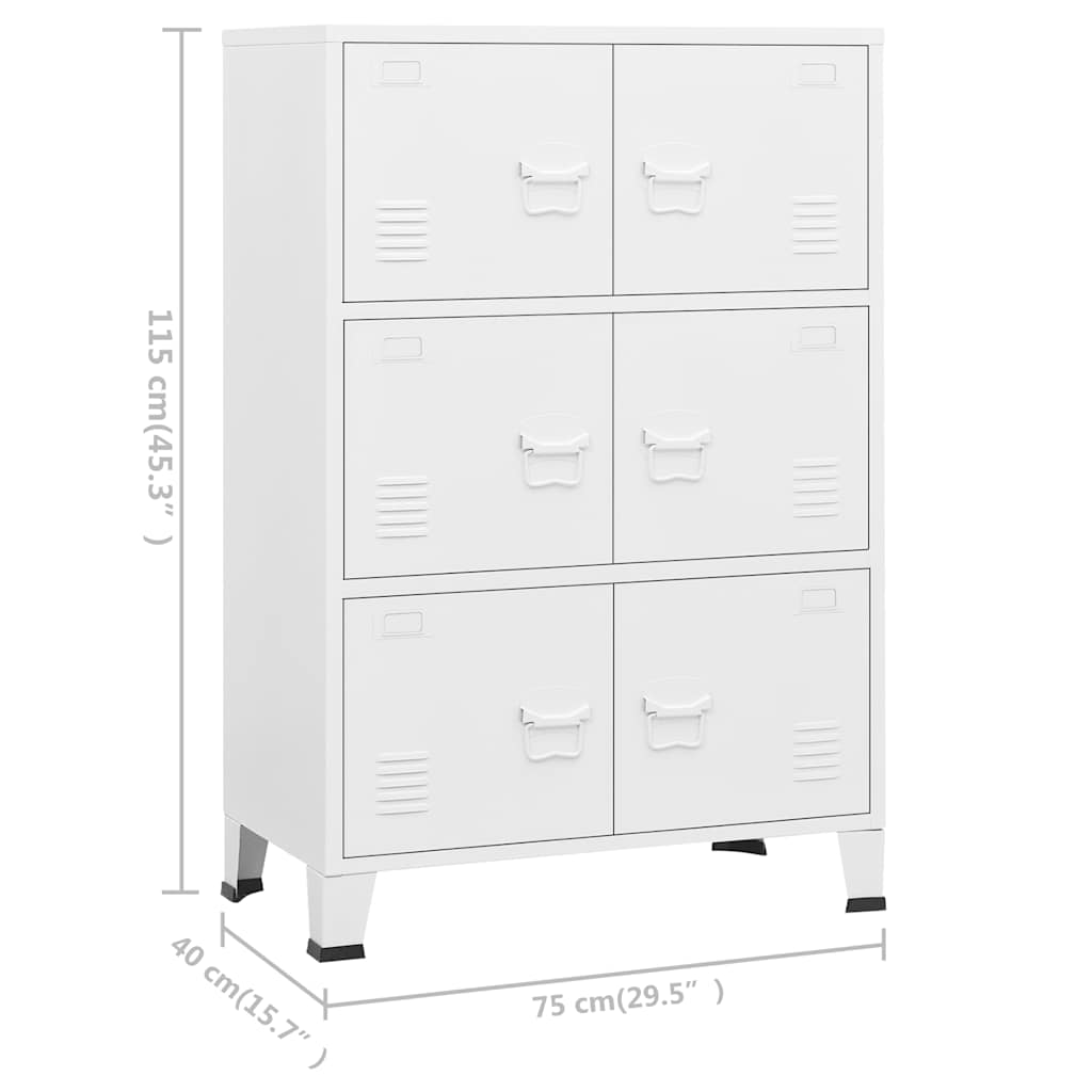 industriaalne hoiukirst, valge, 75x40x115 cm, metall