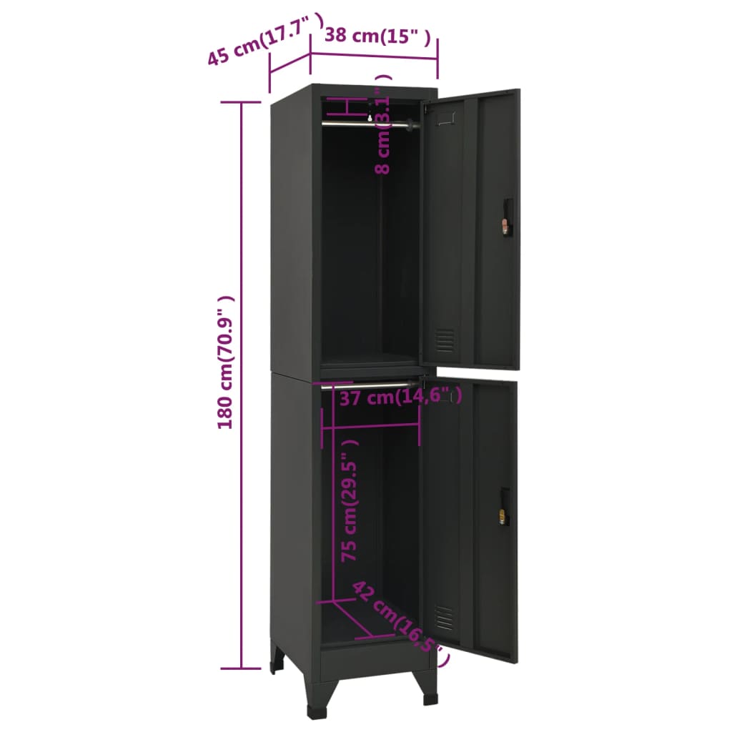 lukustatav hoiukapp, antratsiithall, 38 x 45 x 180 cm, teras