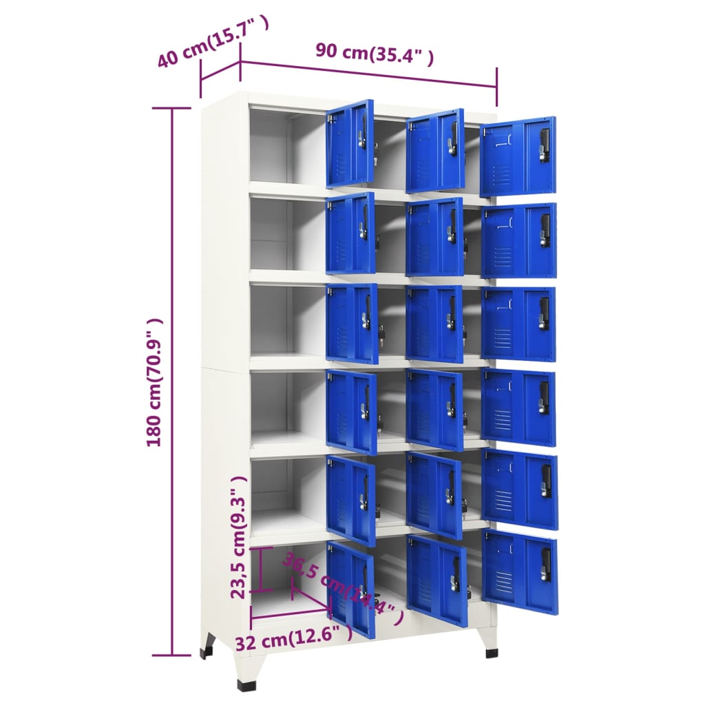 lukustatav hoiukapp, hall ja sinine, 90 x 40 x 180 cm, teras