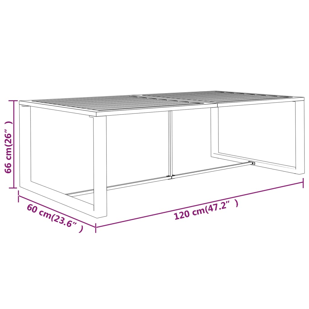 õue söögilaud, antratsiithall, 120x60x66 cm alumiinium