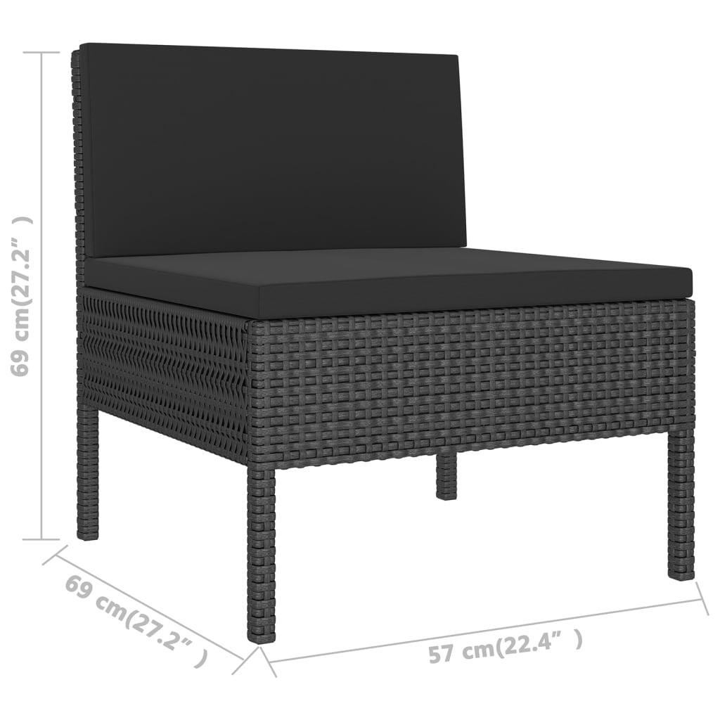 8-osaline aiamööbli komplekt patjadega, must, polürotang