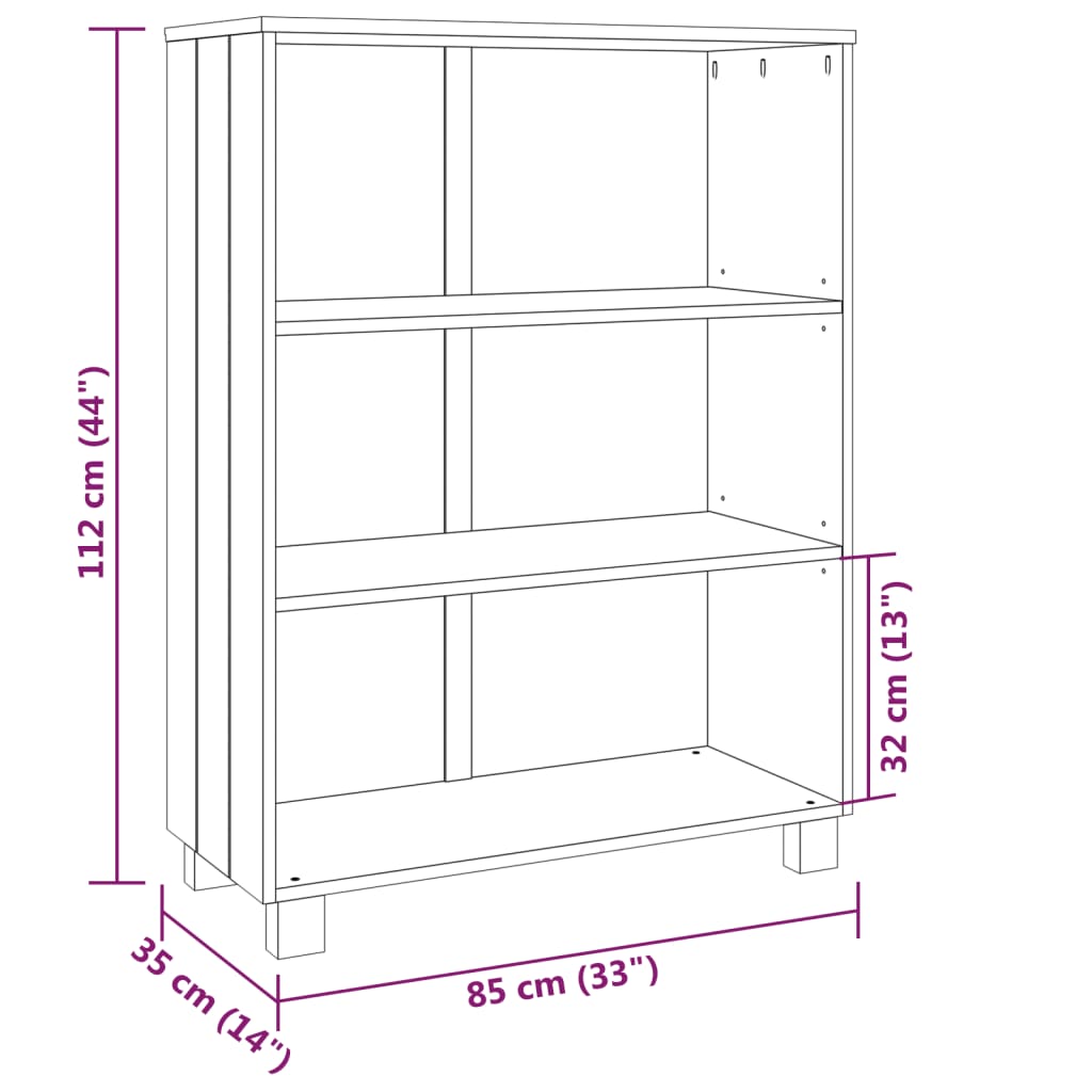 книжный шкаф "HAMAR", медово-коричневый, 85x35x112 см, сосна