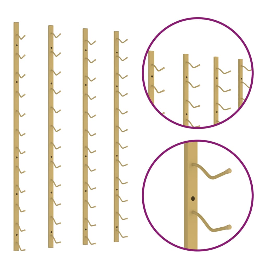Настенная винная стойка на 12 бутылок 2 шт, золотистое железо