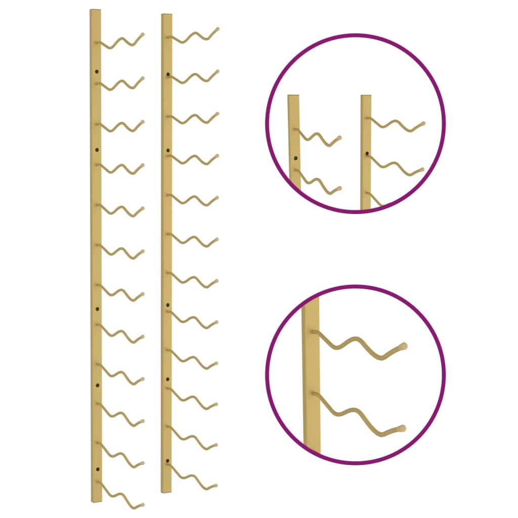 Настенная винная стойка на 24 бутылки, золотистое железо