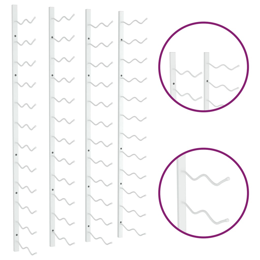Винная полка настенная на 24 бутылки, 2 шт, белая, железная