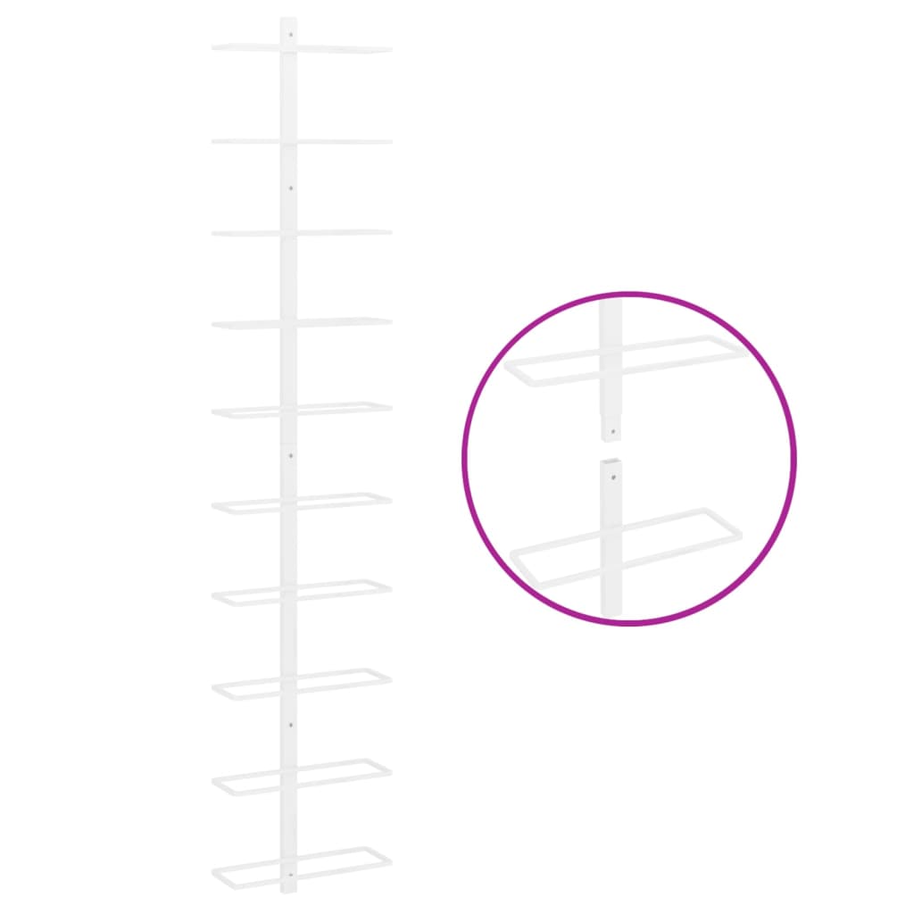 Настенная винная стойка на 10 бутылок, белая, металлическая