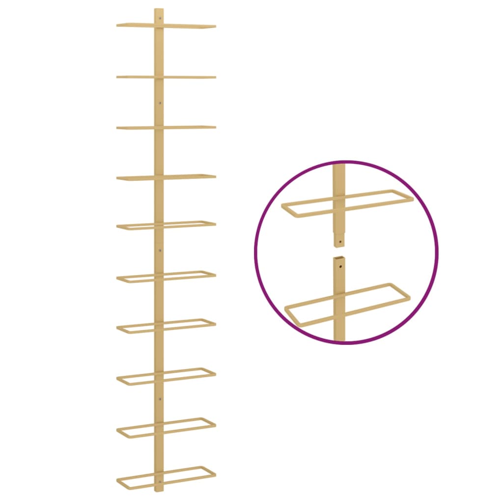 Настенная винная стойка на 10 бутылок, золото, металл