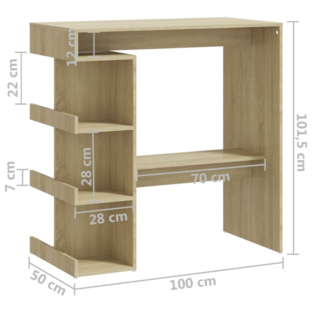 baarilaud riiuliga, must, 100x50x101,5 cm, tehispuit