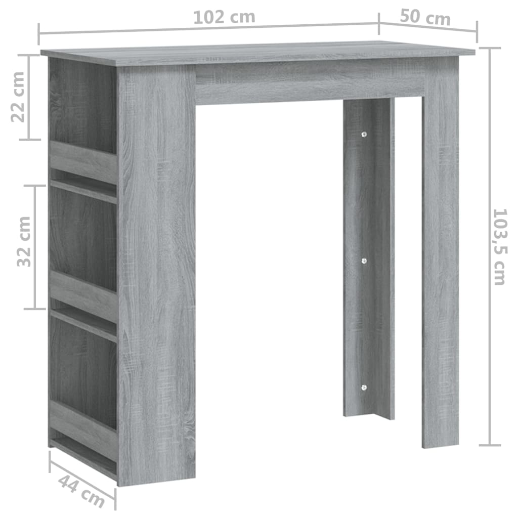 baarilaud riiuliga, hall Sonoma, 102x50x103,5 cm, tehispuit