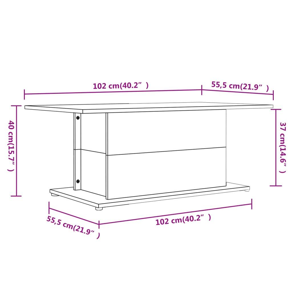 kohvilaud, hall Sonoma tamm, 102x55,5x40 cm, tehispuit