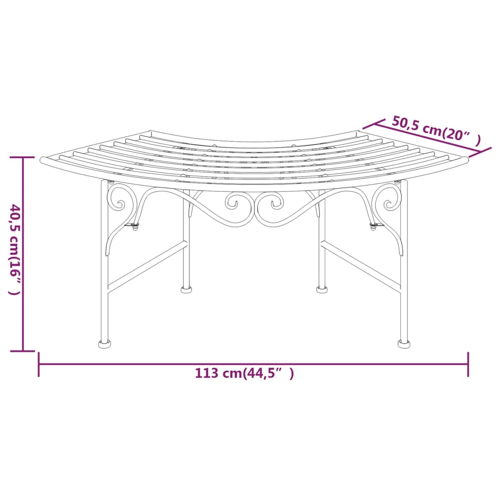 puu ümber paigaldatav pink, 113 cm, must, teras