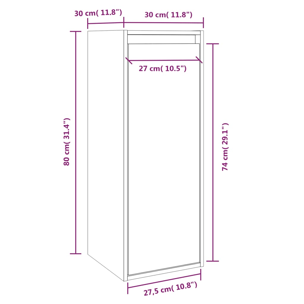 настенный шкаф белый 30x30x80 см, сосна