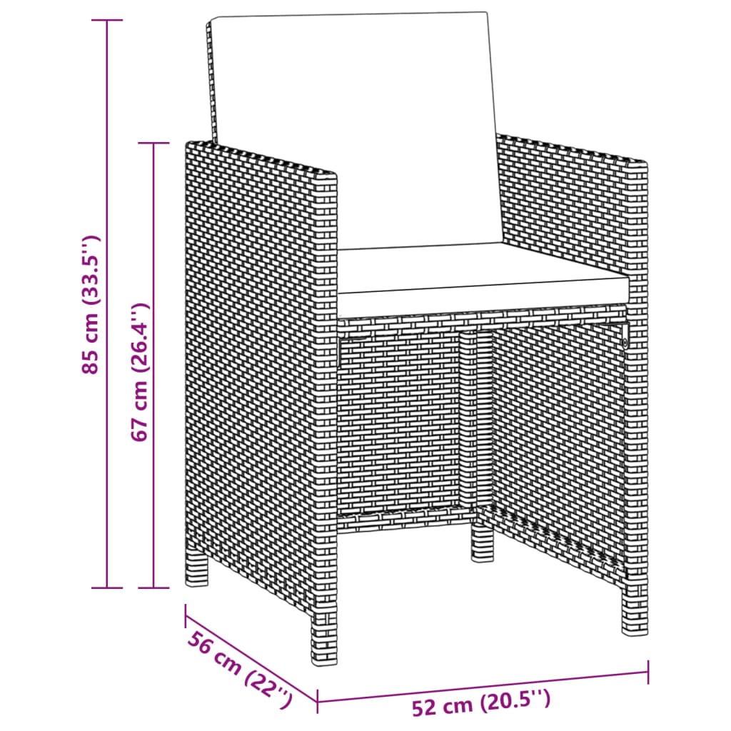 3-osaline aiamööbli komplekt patjadega, polürotang, hall