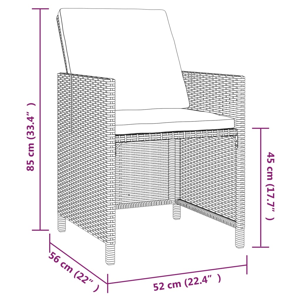 5-osaline aiamööbli komplekt patjadega, polürotang, hall