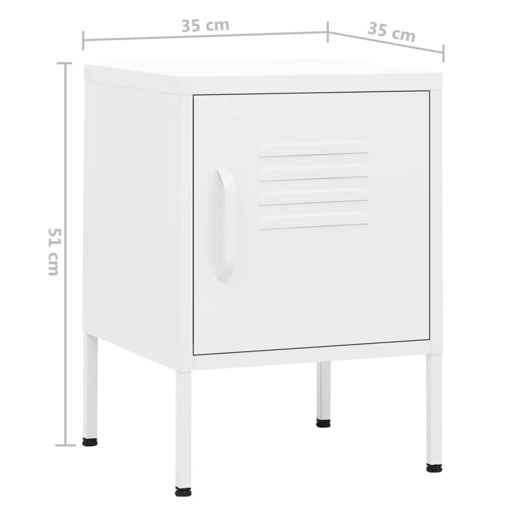 тумбочки прикроватные 2 шт., белые, 35 x 35 x 51 см, сталь