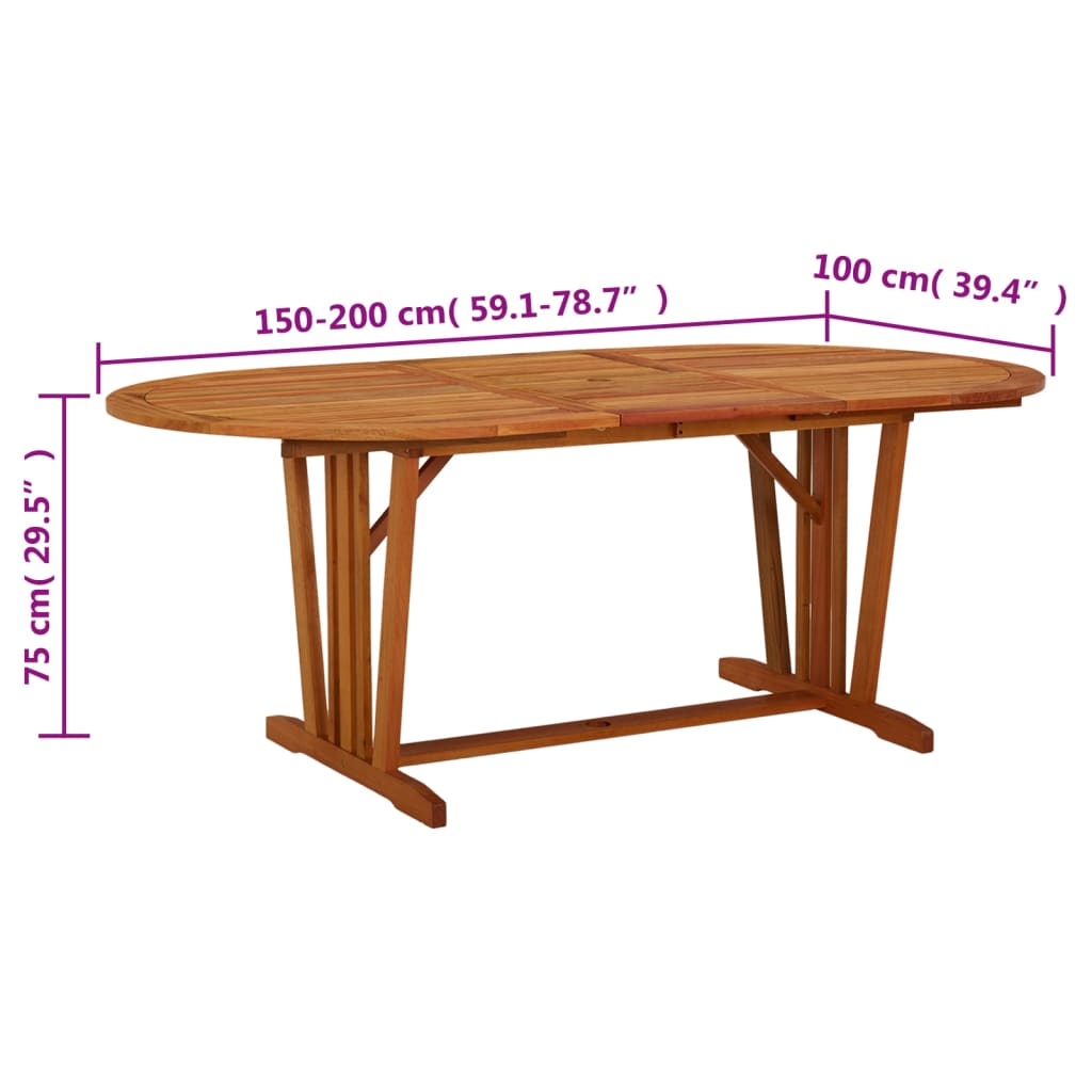 садовый стол, 200 x 100 x 75 см, эвкалиптовое дерево