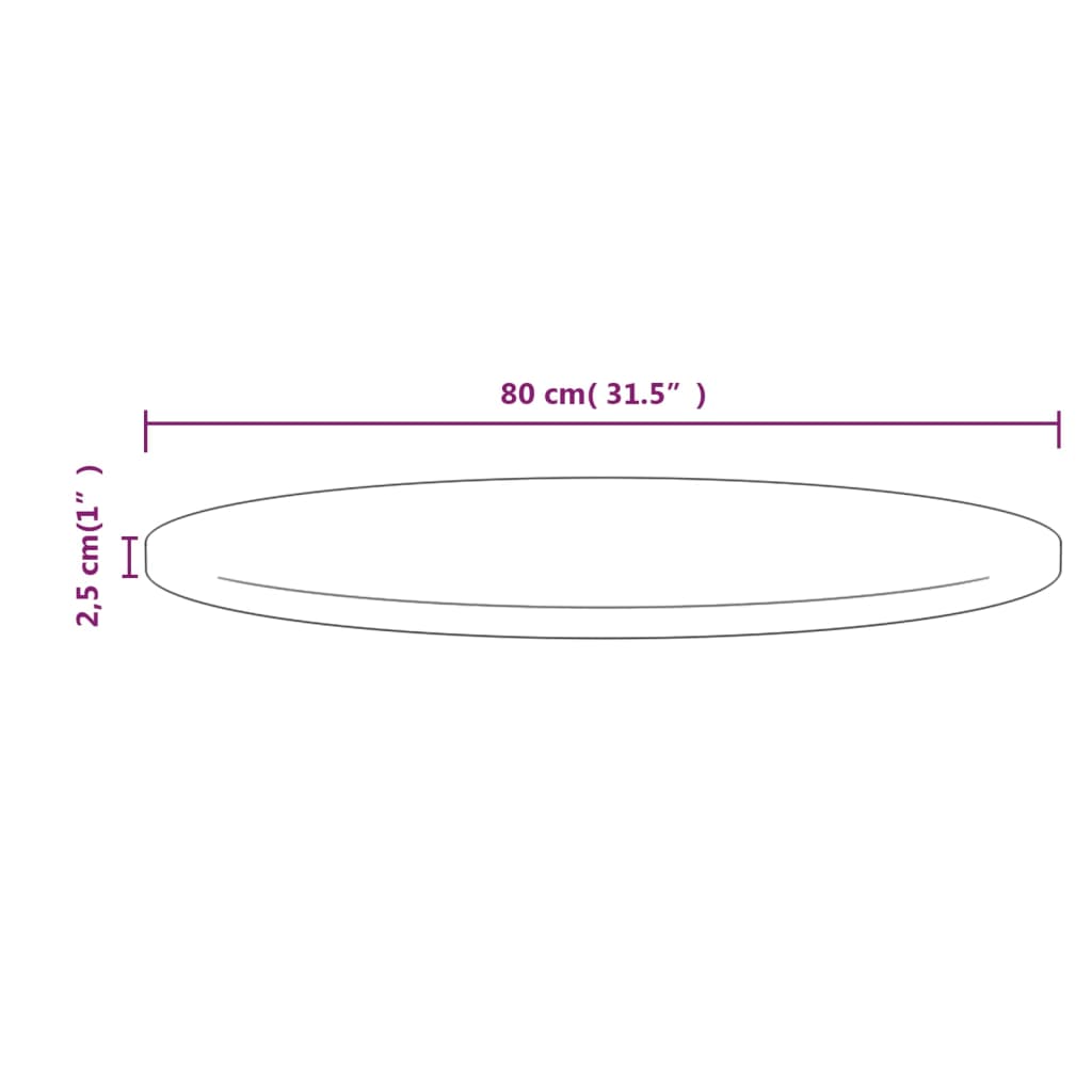 lauaplaat Ø80x2,5 cm, männipuit