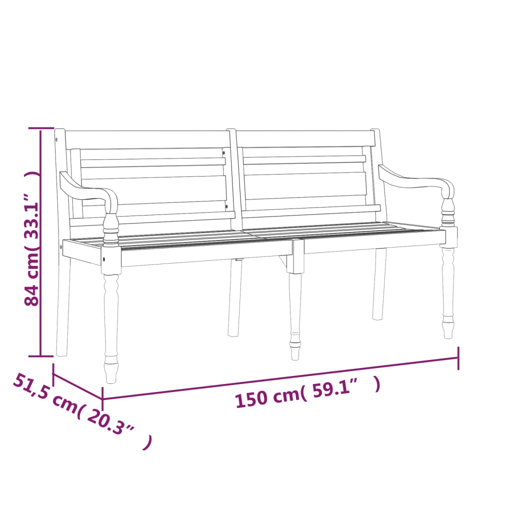 Batavia pink antratsiithalli istmepadjaga, 150 cm, tiikpuu