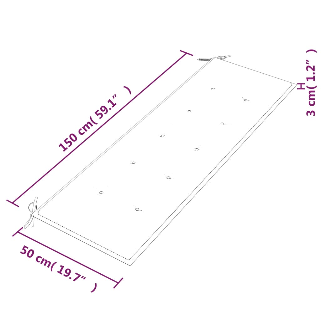 Batavia pink sinise padjaga, 150 cm, tiikpuu